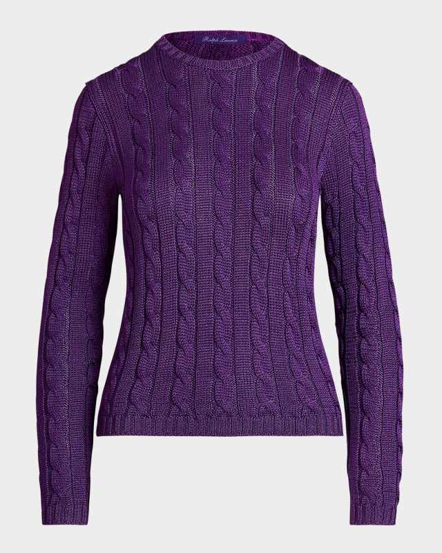 Cable-Knit Silk Crewneck Sweater